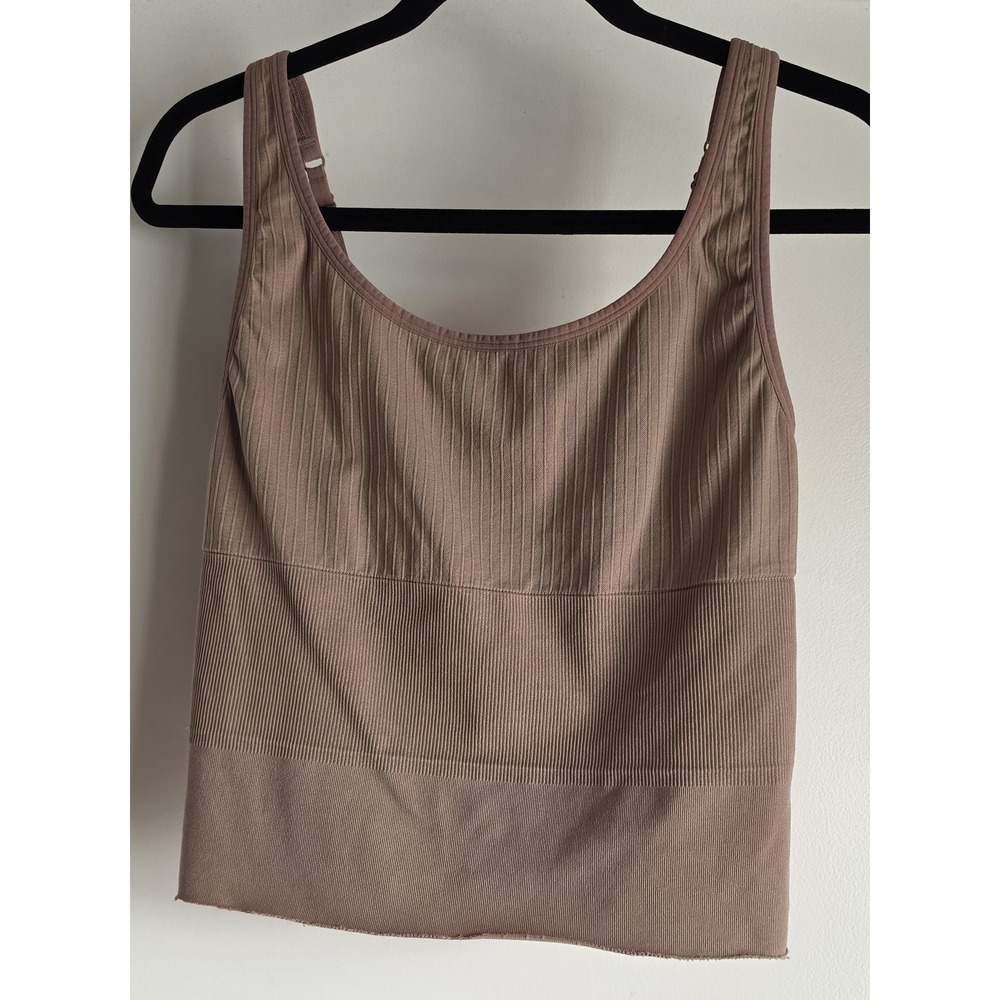 PINK Active Tank Top XL Brown Ribbed Sleeveless Athleisure Camisole Shirt